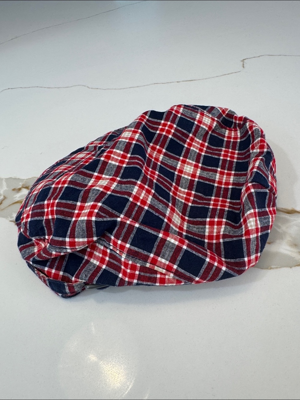 Janie and Jack Red Navy Plaid Newsboy Cap - Picture 6 of 16